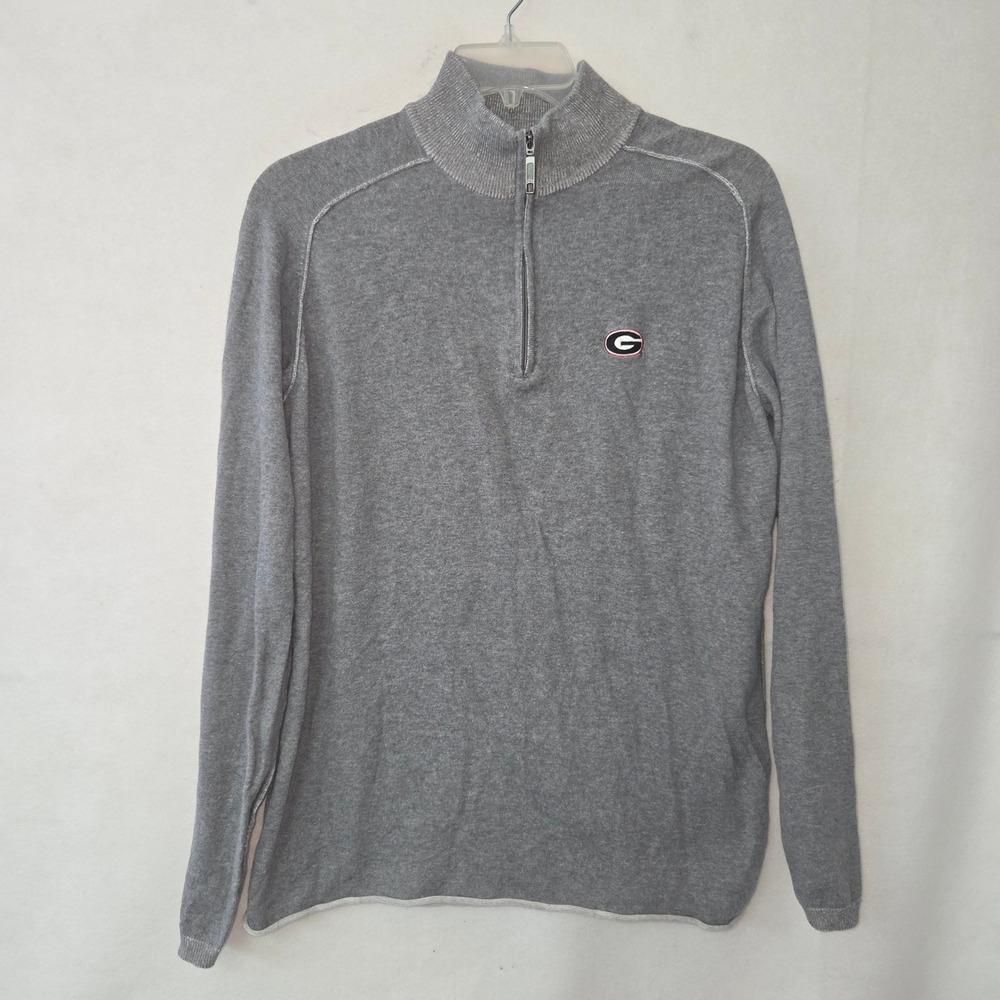 Vesi Sportswear Georgia Bulldogs Pullover Men Small Gray Quarter Zip Cotton Logo